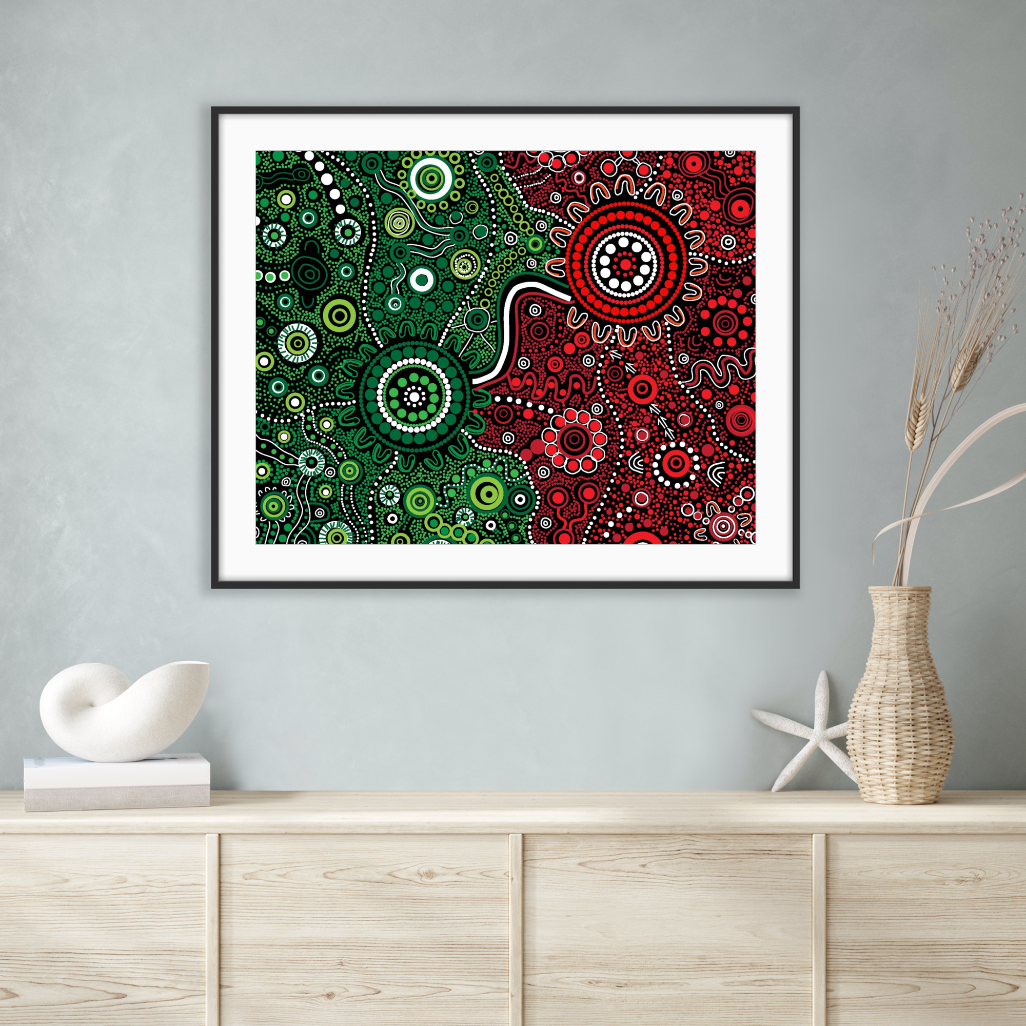 Art Rag Print - On Demand - Partnerships Red & Green – Dalmarri