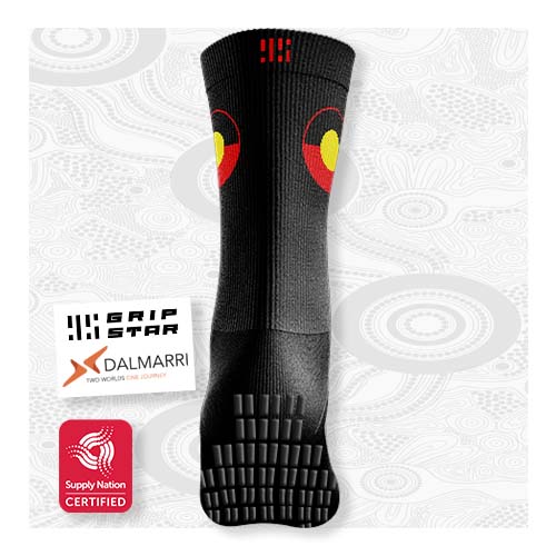 Grip Star Indigenous Black Crew Sock