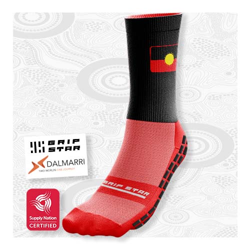 Grip Star Indigenous Red Crew Sock